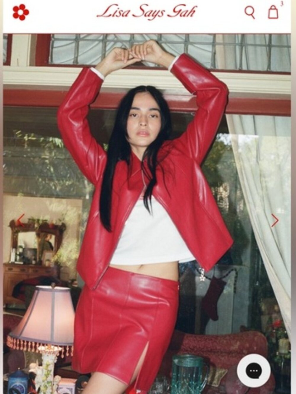 Lisa Says Gah Red Leather Set (Jacket and Skirt)